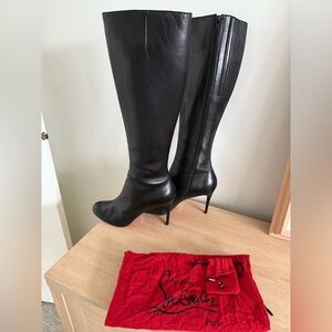 Black Leather Christian Louboutin  Knee-High Boots